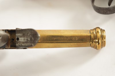 Lot 519 - BOUTET A VERSAILLES. A PAIR OF EARLY 19TH CENTURY FRENCH BRASS FLINTLOCK PISTOLS