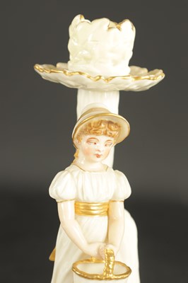 Lot 248 - A PAIR OF ROYAL WORCESTER CANDLESTICKS