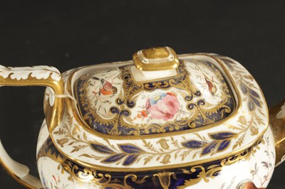 Lot 245 - A 19TH CENTURY COALPORT PORCELAIN TEAPOT PAINTED WITH BIRDS AND FLOWERS CIRCA 1820