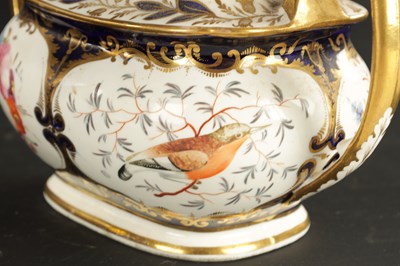 Lot 245 - A 19TH CENTURY COALPORT PORCELAIN TEAPOT PAINTED WITH BIRDS AND FLOWERS CIRCA 1820