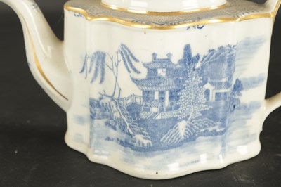 Lot 152 - TWO NEW HALL TEAPOTS PRINTED WILLOW PATTERN CIRCA 1810