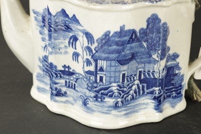 Lot 152 - TWO NEW HALL TEAPOTS PRINTED WILLOW PATTERN CIRCA 1810