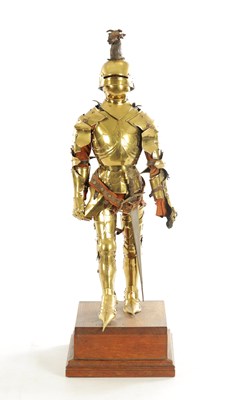 Lot 518 - A FINE 19TH CENTURY MINIATURE BRASS WORK SUIT OF ARMOUR