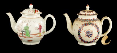 Lot 350 - TWO LATE 18TH CENTURY LIVERPOOL PORCELAIN TEAPOTS