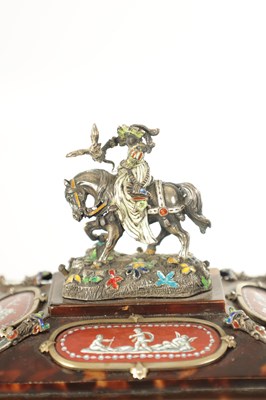 Lot 661 - A FINE LATE 19TH CENTURY VIENNESE ENAMEL, TORTOISESHELL AND SILVER MOUNTED TABLE CASKET BY KARL ROESSLER, AUSTRIA