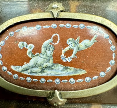 Lot 661 - A FINE LATE 19TH CENTURY VIENNESE ENAMEL, TORTOISESHELL AND SILVER MOUNTED TABLE CASKET BY KARL ROESSLER, AUSTRIA