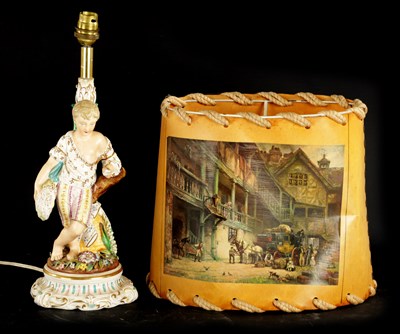 Lot 398 - A MID 19TH CENTURY JOHN BEVINGTON PORCELAIN LAMP OF A BOY HARVESTING