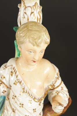 Lot 398 - A MID 19TH CENTURY JOHN BEVINGTON PORCELAIN LAMP OF A BOY HARVESTING