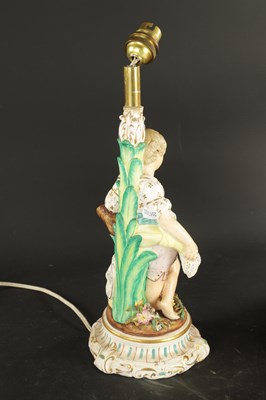 Lot 398 - A MID 19TH CENTURY JOHN BEVINGTON PORCELAIN LAMP OF A BOY HARVESTING