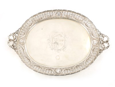 Lot 424 - AN IMPRESSIVE 19TH CENTURY LARGE OVAL CONTINENTAL SILVER TRAY