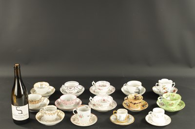 Lot 264 - A COLLECTION OF FOURTEEN 19TH CENTURY PORCELAIN TEA CUPS AND SAUCERS