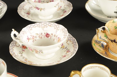 Lot 264 - A COLLECTION OF FOURTEEN 19TH CENTURY PORCELAIN TEA CUPS AND SAUCERS