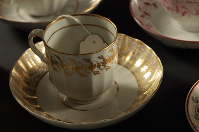 Lot 264 - A COLLECTION OF FOURTEEN 19TH CENTURY PORCELAIN TEA CUPS AND SAUCERS