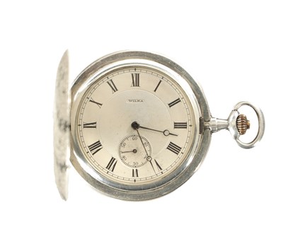 Lot 341 - AN EARLY 20TH CENTURY SILVER AND ENAMEL ROLEX WILKA POCKET WATCH