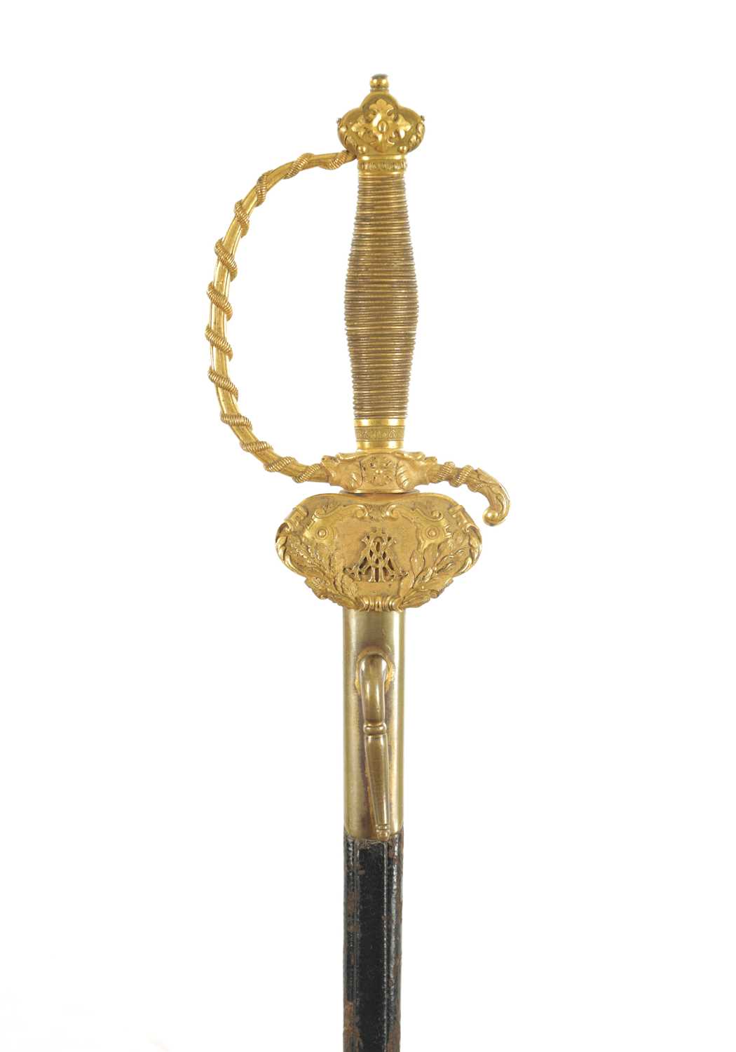 Lot 552 - A 19TH CENTURY CONTINENTAL GILT HANDLED SMALL SWORD