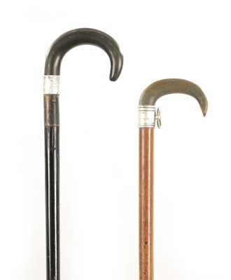 Lot 448 - TWO EARLY 20TH CENTURY AND LATER HORN HANDLED FLICK STICKS