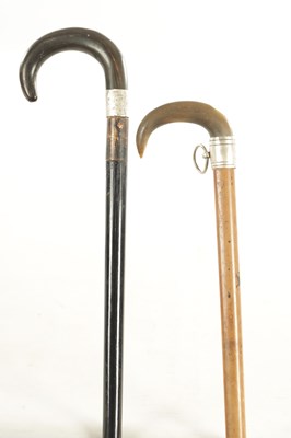 Lot 448 - TWO EARLY 20TH CENTURY AND LATER HORN HANDLED FLICK STICKS