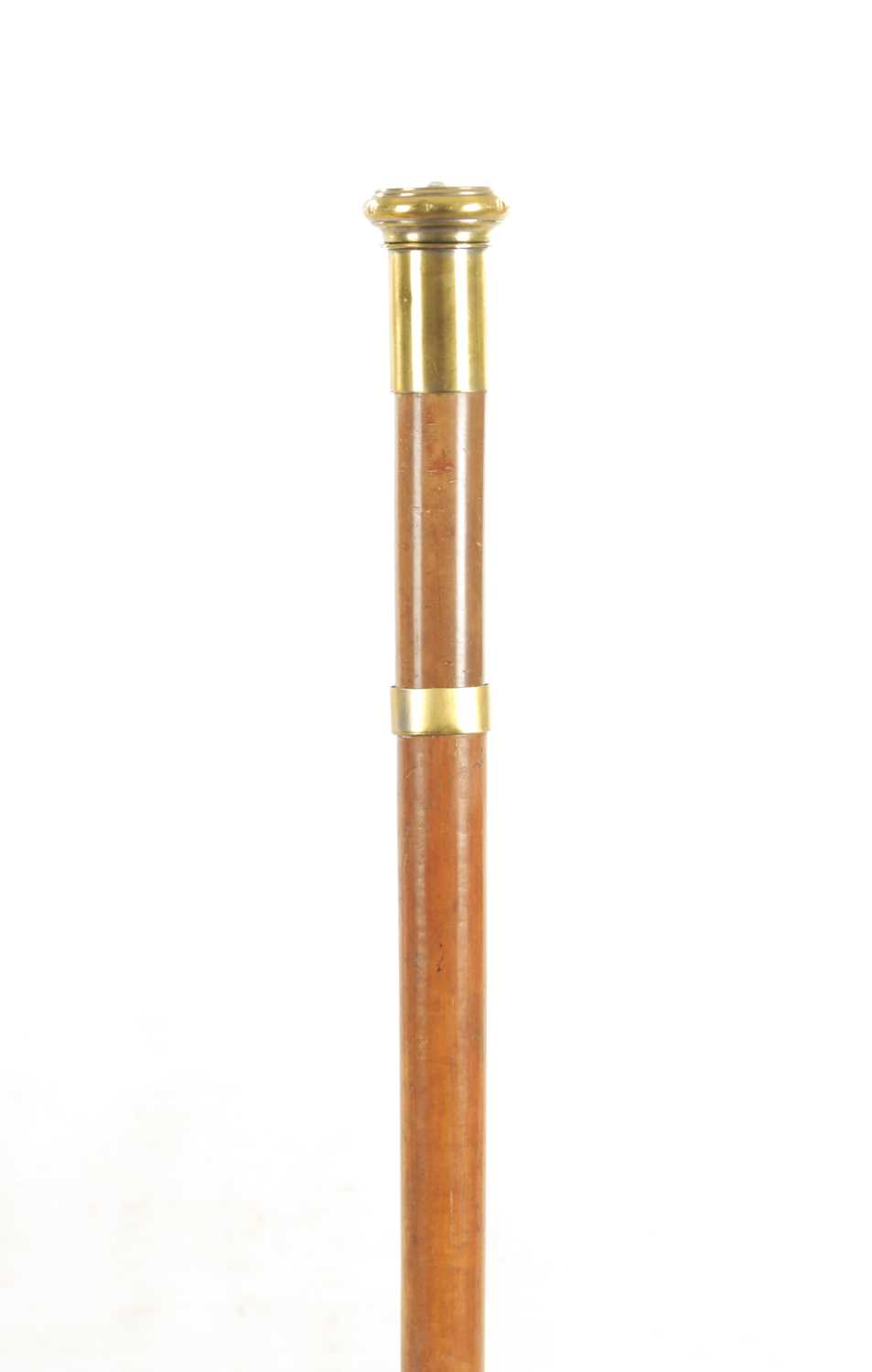 Lot 454 - A MALACCA AND BRASS MOUNTED SWORD STICK