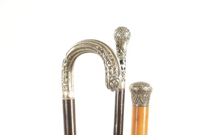 Lot 470 - A COLLECTION OF THREE EARLY 20TH CENTURY SILVER MOUNTED WALKING STICKS