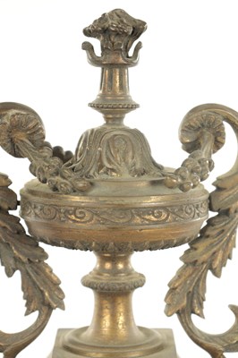 Lot 1073 - A 19TH CENTURY GILT BRASS FRENCH STRIKING MANTEL CLOCK