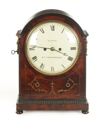 Lot 1088 - T SNOW, KNARESBOROUGH A GEORGE III BRASS INLAID MAHOGANY EIGHT DAY BRACKET CLOCK