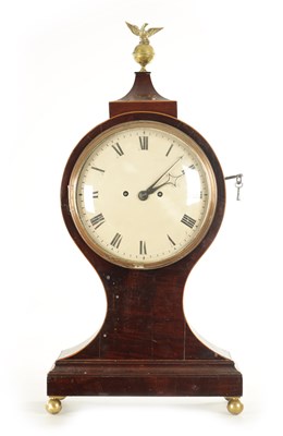 Lot 1093 - A GEORGE III MAHOGANY EIGHT DAY BALLOON BRACKET CLOCK OF LARGE SIZE