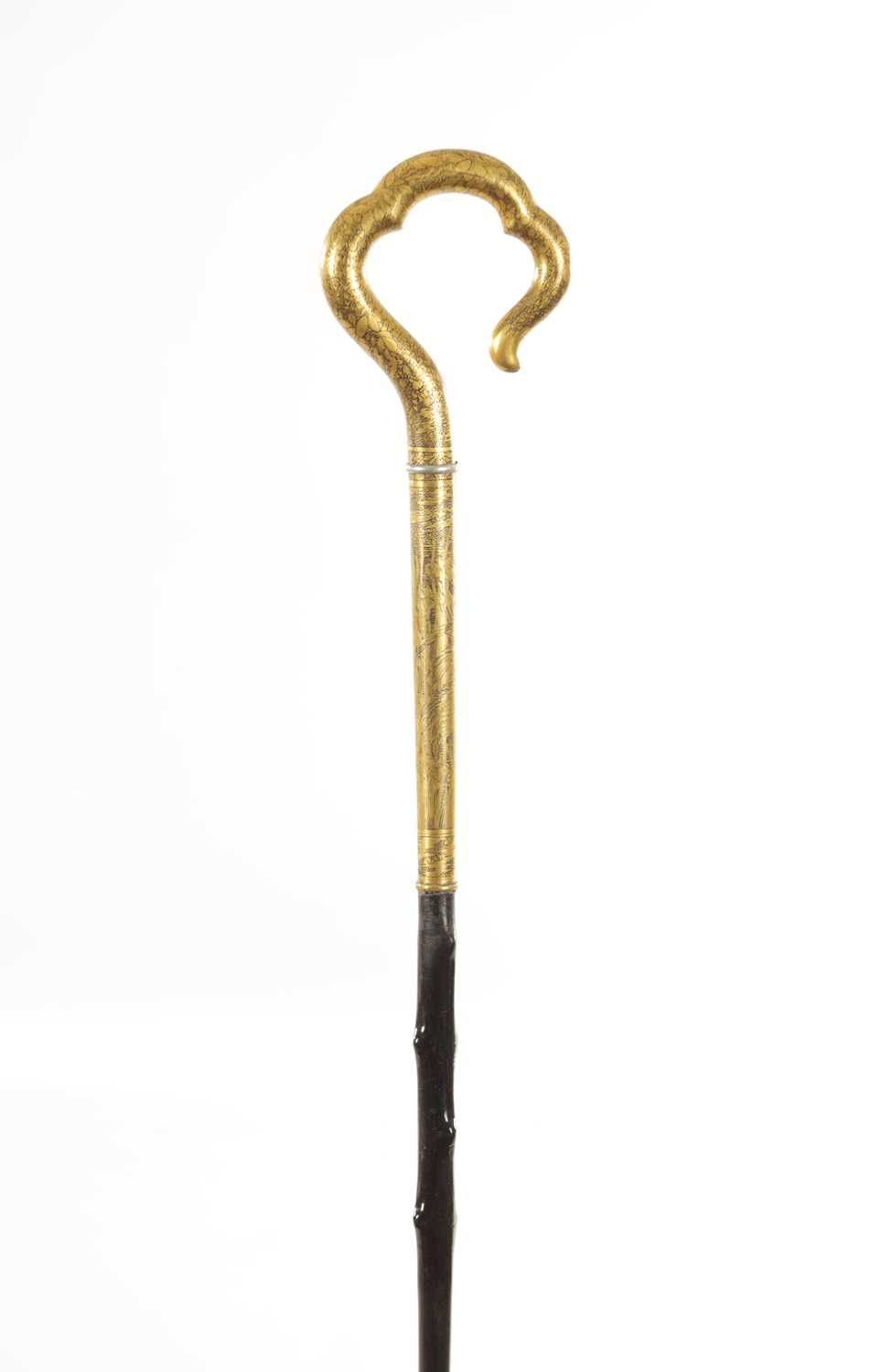 Lot 471 - A LATE 19TH CENTURY ORIENTAL GILT MIXED METAL WALKING STICK