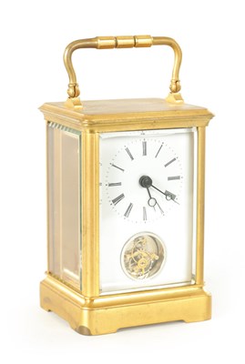 Lot 1048 - A 20TH CENTURY CARRIAGE CLOCK WITH VISIBLE TOURBILLON ESCAPEMENT