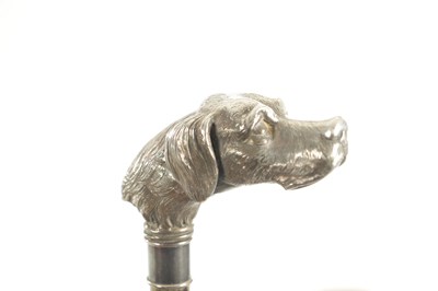 Lot 436 - A LATE 19TH CENTURY 925 HALLMARKED SILVER MOUNTED LACQUERED HARDWOOD WALKING STICK