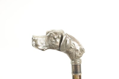 Lot 436 - A LATE 19TH CENTURY 925 HALLMARKED SILVER MOUNTED LACQUERED HARDWOOD WALKING STICK