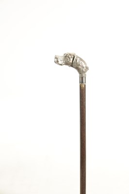 Lot 436 - A LATE 19TH CENTURY 925 HALLMARKED SILVER MOUNTED LACQUERED HARDWOOD WALKING STICK