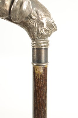 Lot 436 - A LATE 19TH CENTURY 925 HALLMARKED SILVER MOUNTED LACQUERED HARDWOOD WALKING STICK