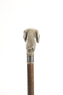 Lot 436 - A LATE 19TH CENTURY 925 HALLMARKED SILVER MOUNTED LACQUERED HARDWOOD WALKING STICK