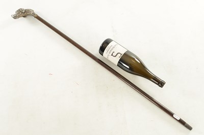 Lot 436 - A LATE 19TH CENTURY 925 HALLMARKED SILVER MOUNTED LACQUERED HARDWOOD WALKING STICK