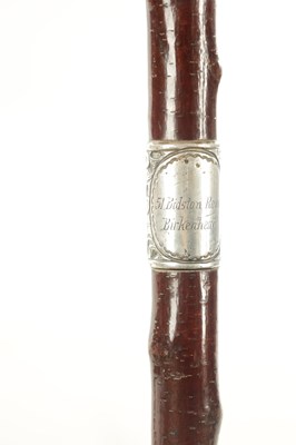 Lot 467 - AN EARLY 20TH CENTURY SILVER MOUNTED HAZEL WALKING STICK