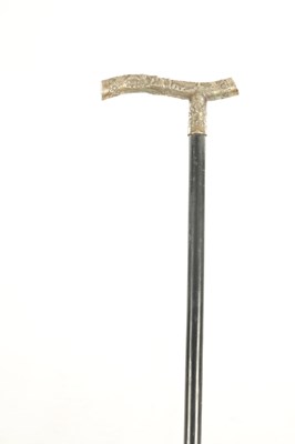 Lot 435 - A LATE 19TH CENTURY CONTINENTAL GILT METAL MOUNTED EBONISED WALKING CANE