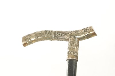 Lot 435 - A LATE 19TH CENTURY CONTINENTAL GILT METAL MOUNTED EBONISED WALKING CANE