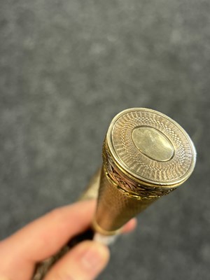 Lot 435 - A LATE 19TH CENTURY CONTINENTAL GILT METAL MOUNTED EBONISED WALKING CANE