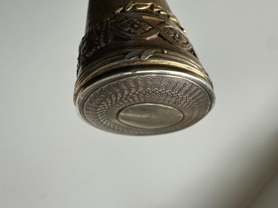 Lot 435 - A LATE 19TH CENTURY CONTINENTAL GILT METAL MOUNTED EBONISED WALKING CANE