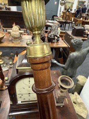 Lot 1198 - A LARGE PAIR OF GEORGE III STYLE TURNED MAHOGANY CANDLESTICKS