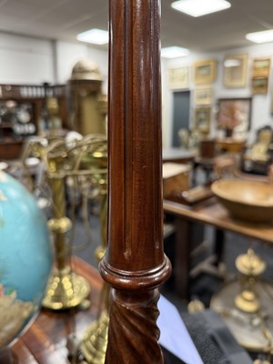 Lot 1198 - A LARGE PAIR OF GEORGE III STYLE TURNED MAHOGANY CANDLESTICKS