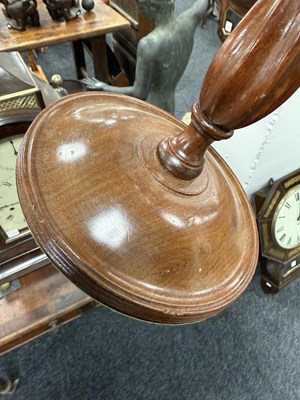 Lot 1198 - A LARGE PAIR OF GEORGE III STYLE TURNED MAHOGANY CANDLESTICKS