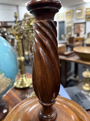 Lot 1198 - A LARGE PAIR OF GEORGE III STYLE TURNED MAHOGANY CANDLESTICKS