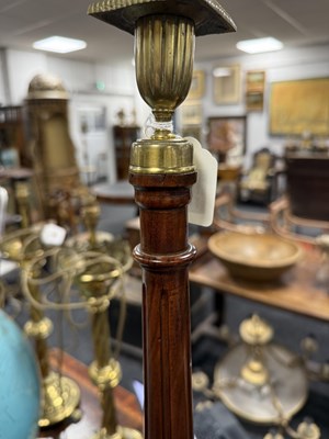 Lot 1198 - A LARGE PAIR OF GEORGE III STYLE TURNED MAHOGANY CANDLESTICKS