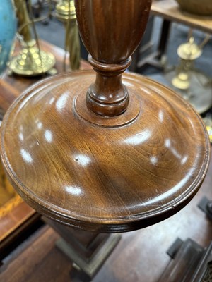 Lot 1198 - A LARGE PAIR OF GEORGE III STYLE TURNED MAHOGANY CANDLESTICKS