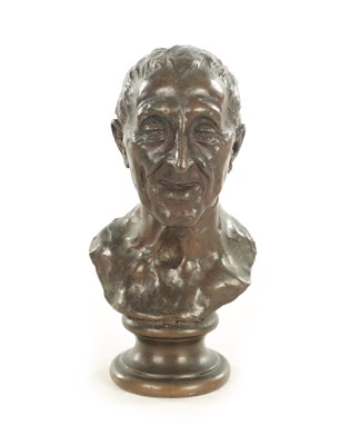 Lot 837 - VINCENZO GEMITO (1852-1929). A LATE 19TH CENTURY PATINATED BRONZE BUST