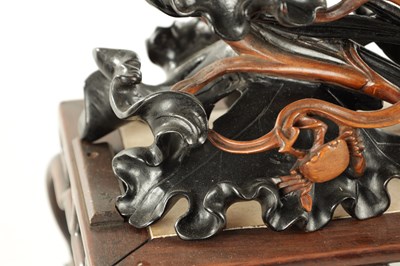 Lot 240 - AN IMPRESSIVE 19TH CENTURY CHINESE CARVED HARDWOOD AND BRONZE MOUNTED SCULPTURE