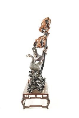 Lot 240 - AN IMPRESSIVE 19TH CENTURY CHINESE CARVED HARDWOOD AND BRONZE MOUNTED SCULPTURE