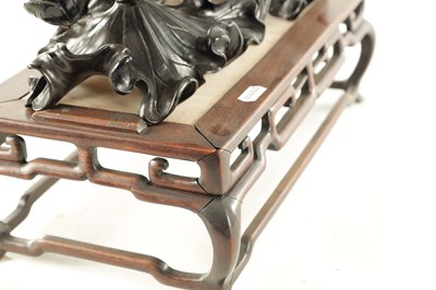 Lot 240 - AN IMPRESSIVE 19TH CENTURY CHINESE CARVED HARDWOOD AND BRONZE MOUNTED SCULPTURE