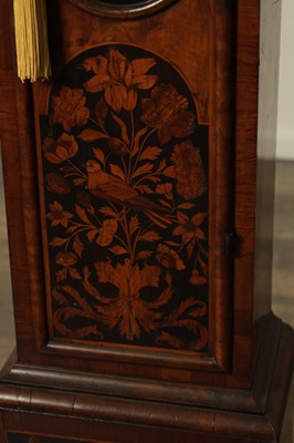 Lot 1134 - EDWARD STANTON, LONDON. A FINE WILLIAM AND MARY PANELLED MARQUETRY 10" LONGCASE CLOCK